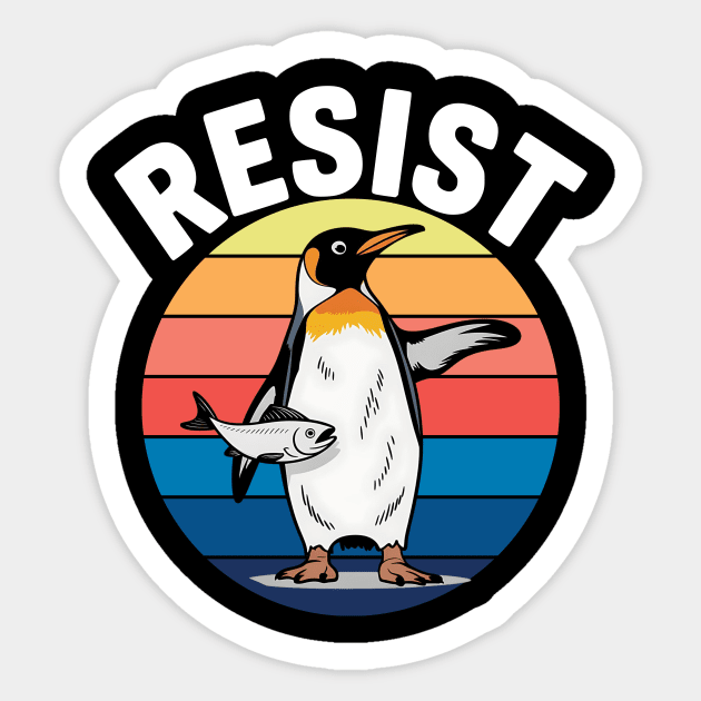 Funny Penguin Resist Retro Protest – Political Satire Vintage Design Sticker by ArtistTee ⭐⭐⭐⭐⭐